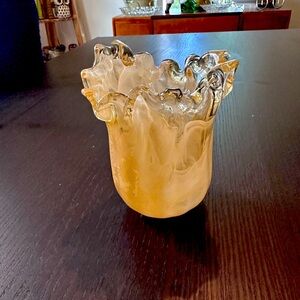 Murano Elegant Ruffled Glass Vase